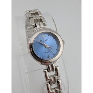 Decade‎ Watch Women 21mm Case Blue Dial Silver 7.75" Band- New Battery